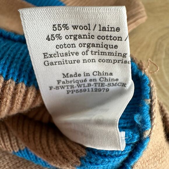 Everlane The Lace-Up Smock Sweater Chestnut Blue Stripe L - Picture 7 of 9